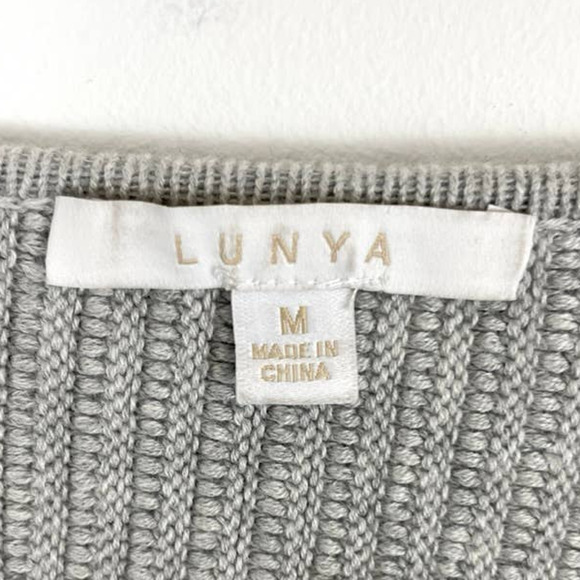 Lunya Cozy Cotton Silk Reversible Ribbed Pullover Sweater Mellow Grey Heather - Picture 13 of 15